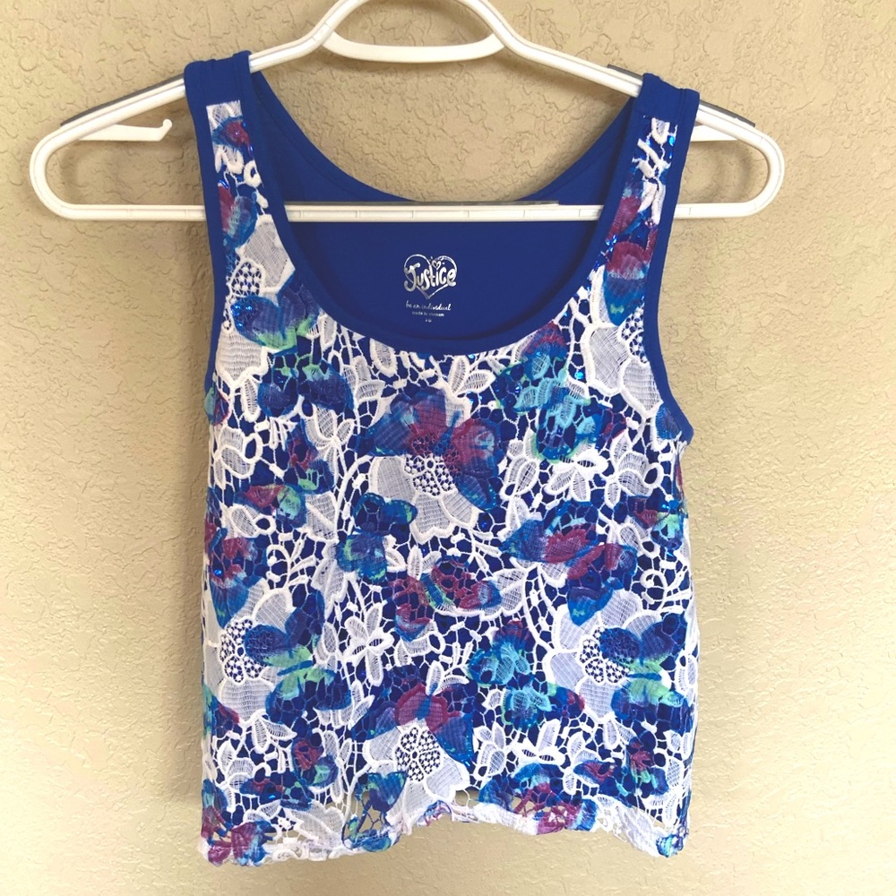 Blue Tank Top with Front Detailing